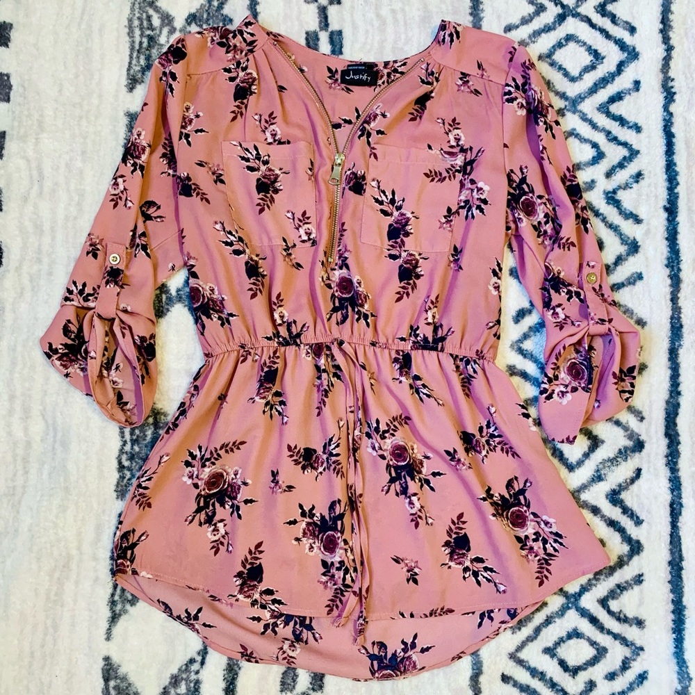 Mauve Colored Floral Blouse